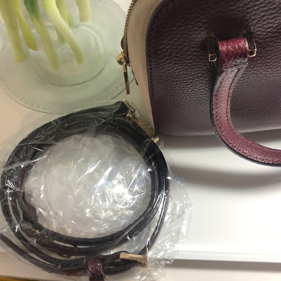 KATE SPADE MERLOT AND BEIGE LEATHER SATCHEL SMALL - Picture 5 of 6